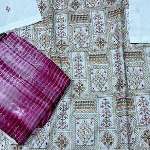 Pink and White Patterned Fabric Set
